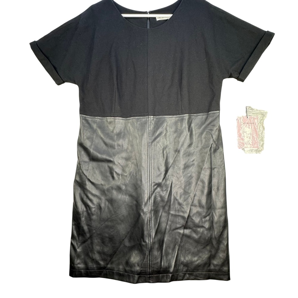 Avec Les Filles Mini Combo Ponte Dress Women M Black Faux Leather Edgy Chic NWT